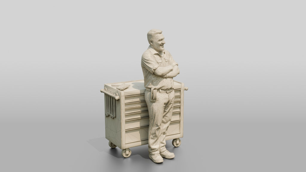 Mechanic Leaning on a Tool Chest