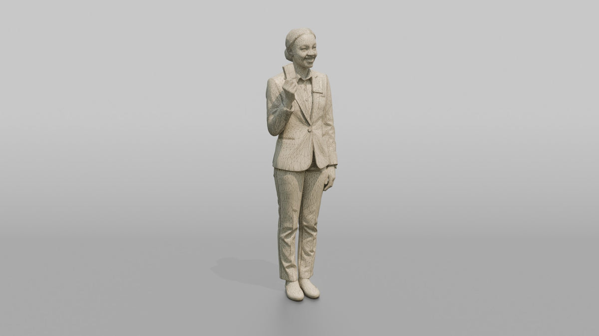 Receptionist Man Holding A Room Key Card - wireframe topology preview