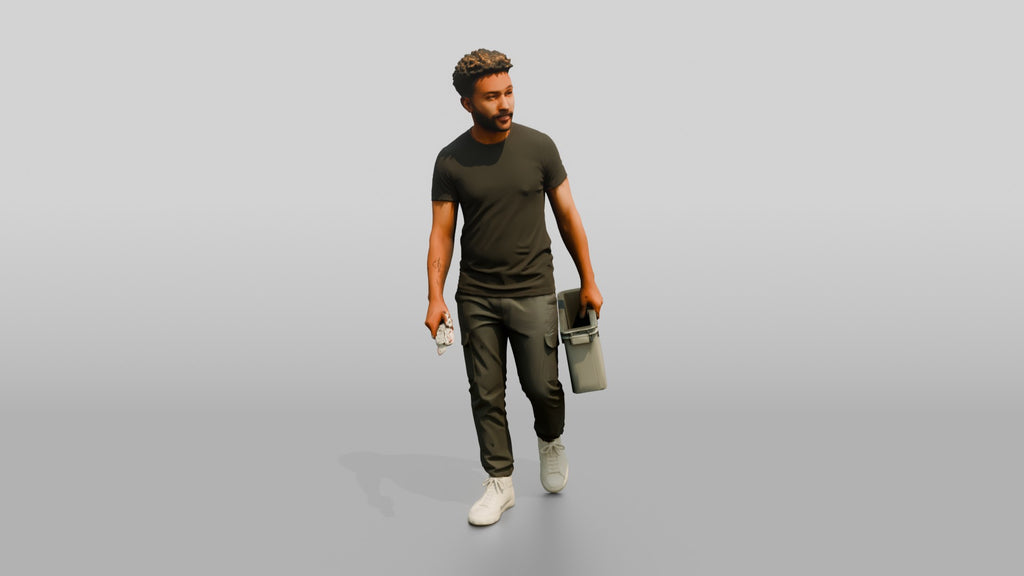 Man Carrying Plastic Crate