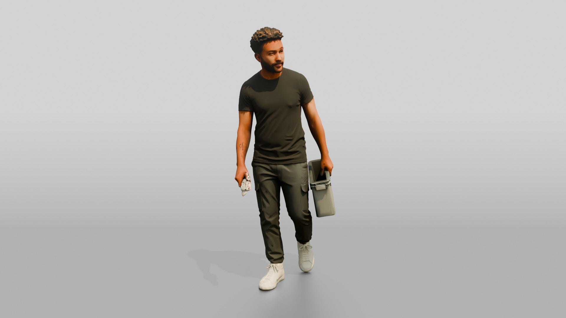 Man Carrying Plastic Crate