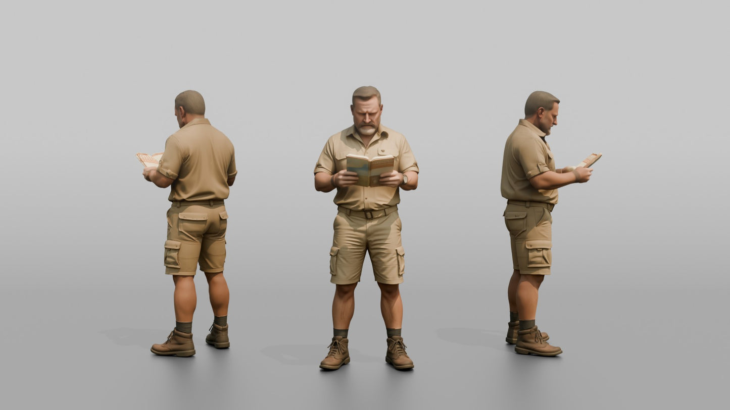 Vacationer Wearing Practical Safari Style Summer Shirt And