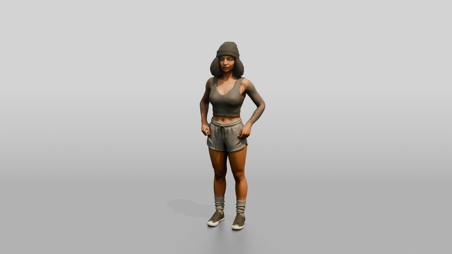 Woman in Beanie Standing with Hands on Hips