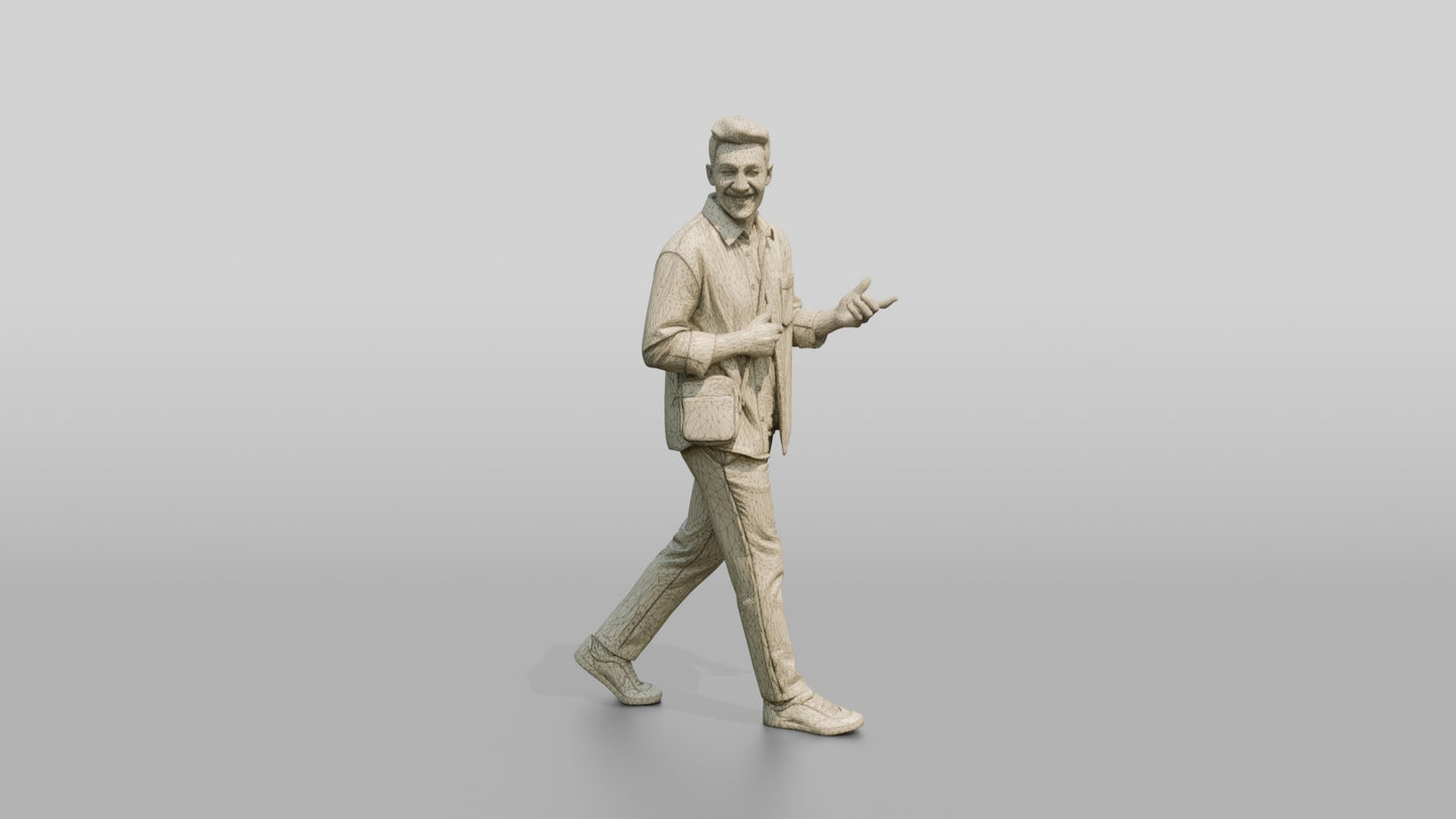 Man Walking and Laughing