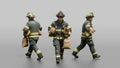 Firefighter Man Hauling a Sandbag Under Each Arm