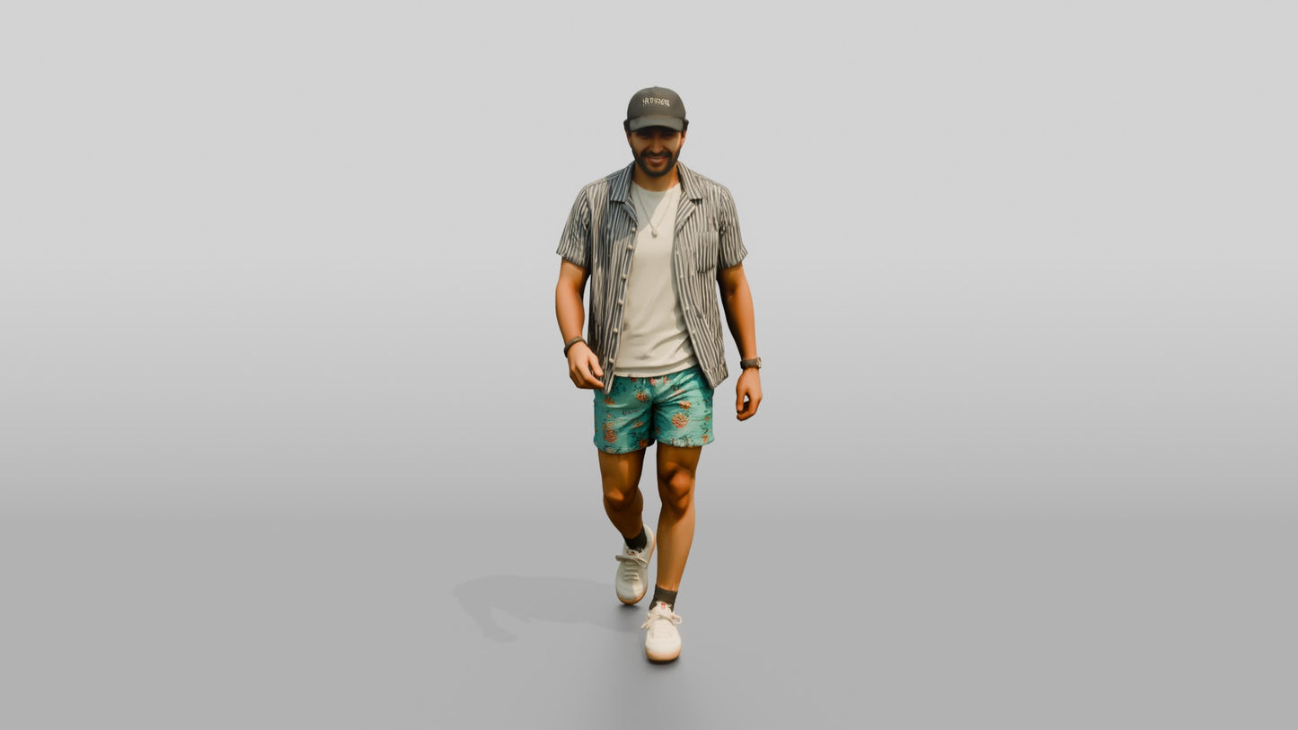 Multiracial Man Stepping Forward on the Boardwalk