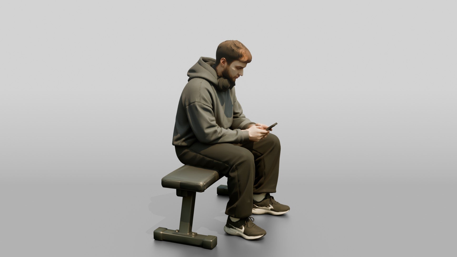 Man Sitting on Fitness Bench