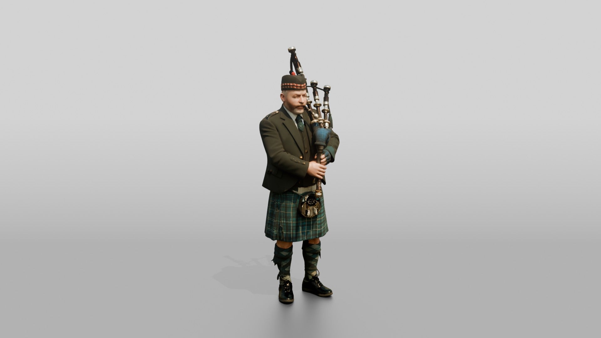 Bagpiper Playing Highland Bagpipes