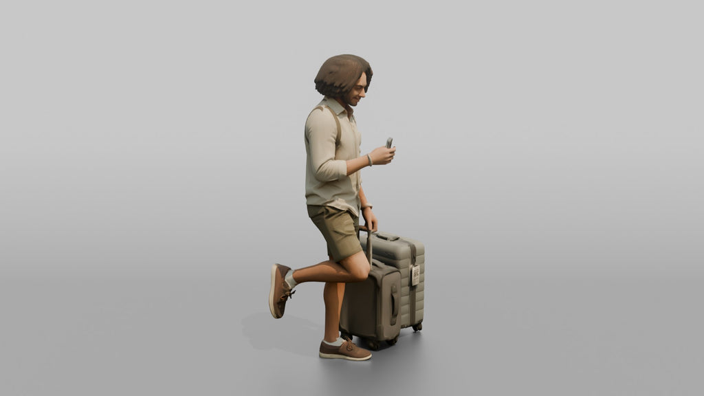 Traveler Leaning Against A Pillar