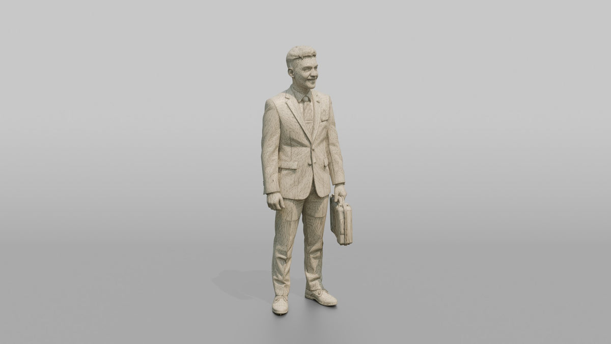 Middle Eastern Flight Attendant Holding a Tray of Drinks - wireframe topology preview