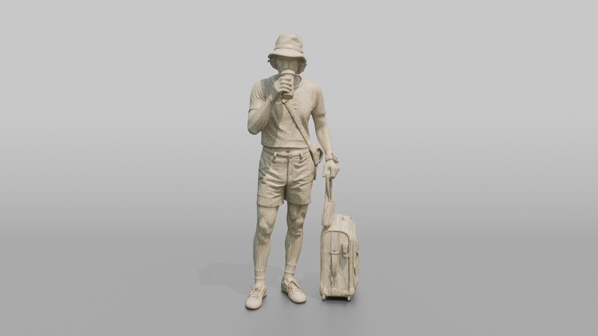 Traveler Sipping Coffee At The Gate
