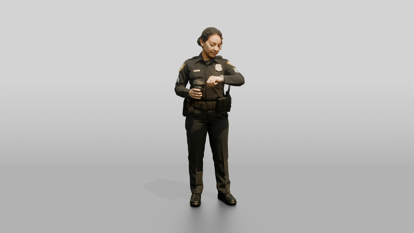 Female Police Officer Checking Her Watch