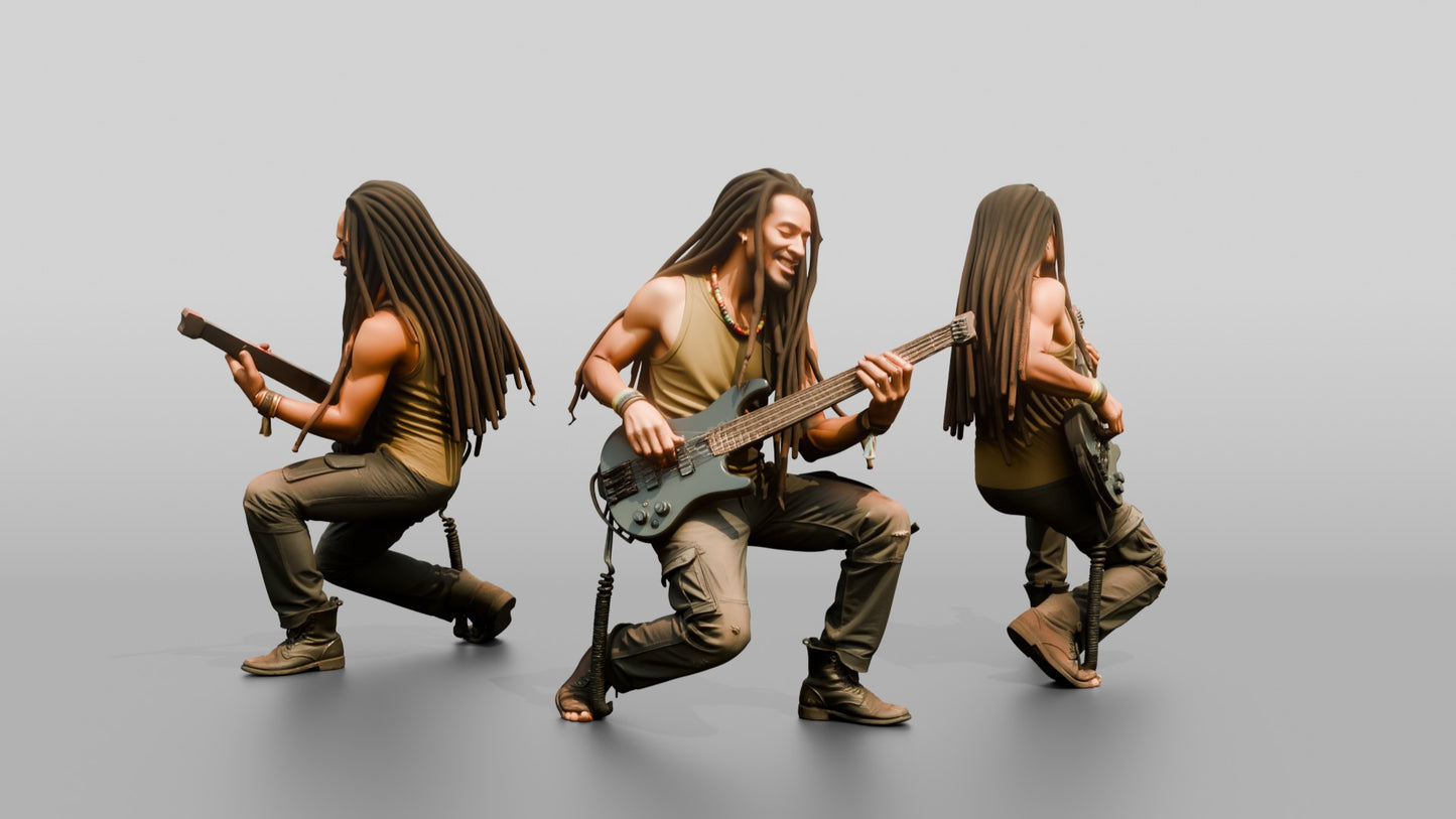 Reggae Bassist Playing Electric Bass
