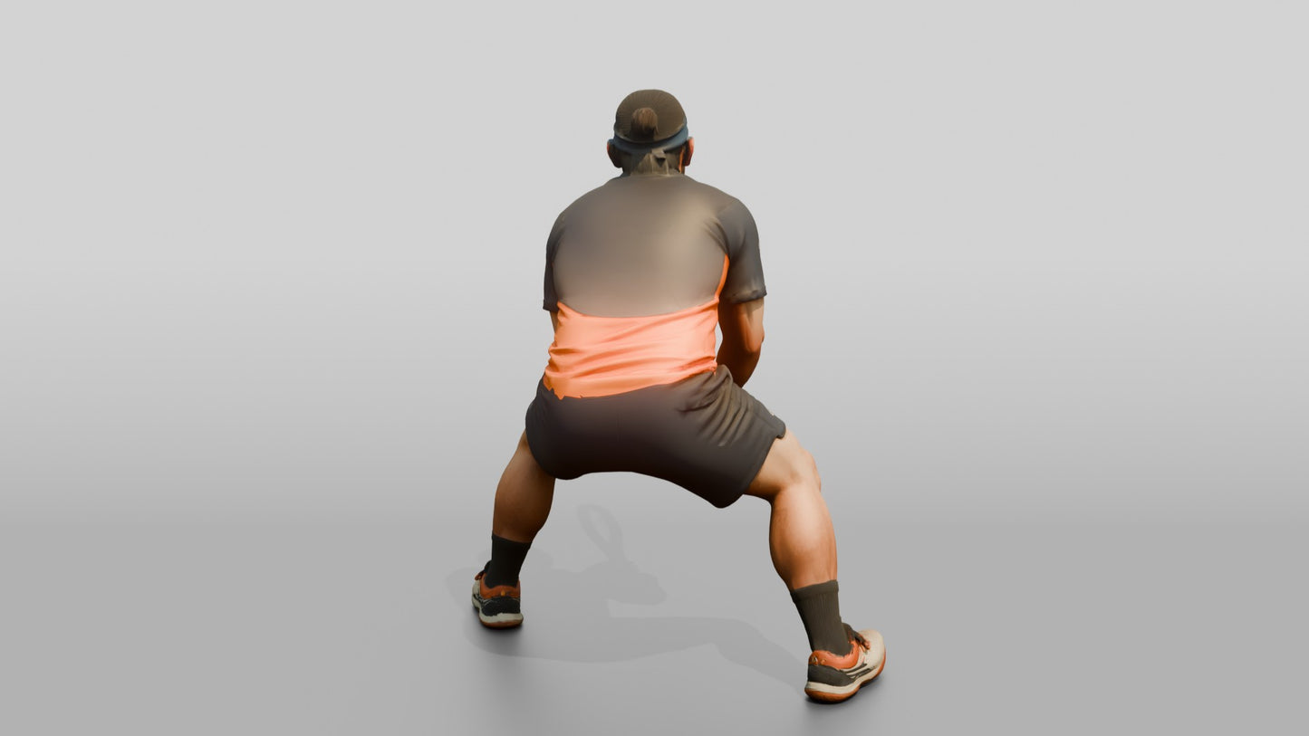 Male Tennis Player in a Wide Defensive Stance