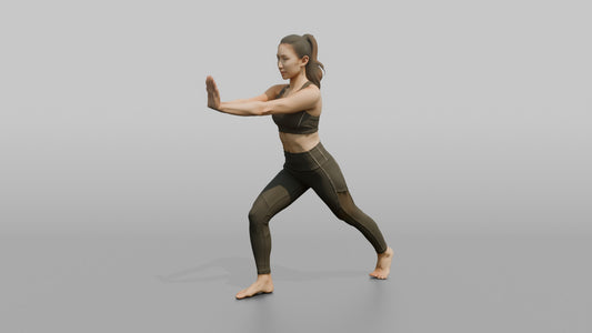 Fitness Influencer Woman Doing A Calf Stretch Against An Invisible Wall - 3D character model