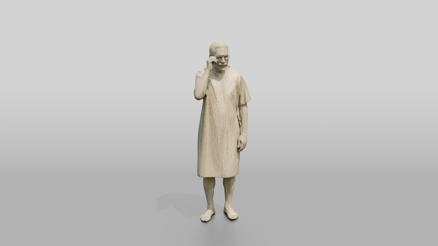 Elderly Man Patient Adjusting His Glasses