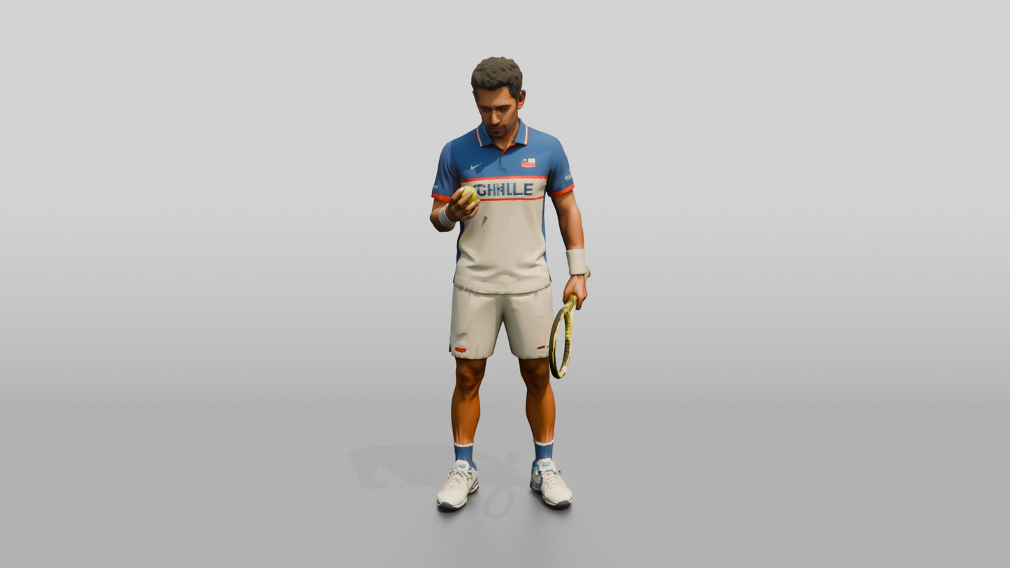 Male Tennis Player Inspecting the Ball Before Serving