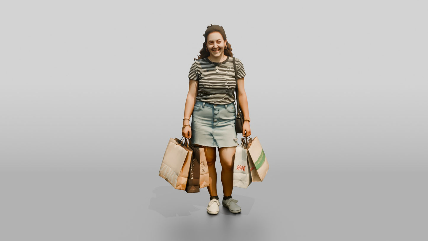 Stocky Italian Young Woman Holding Shopping Bags