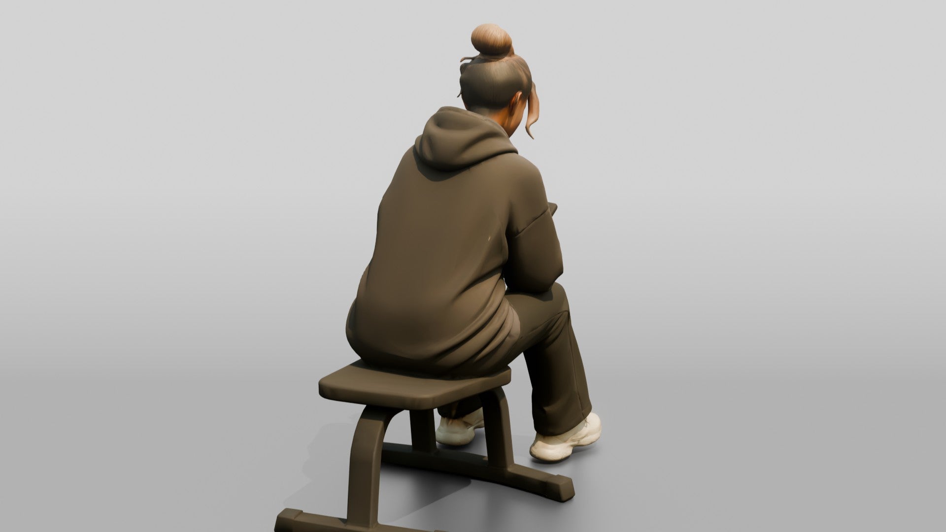 Woman Sitting on Bench with Phone