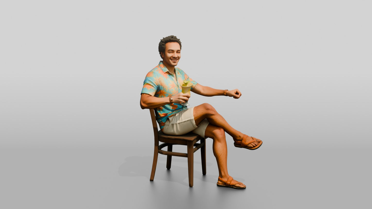 Afro-Latino Man with Tropical Drink