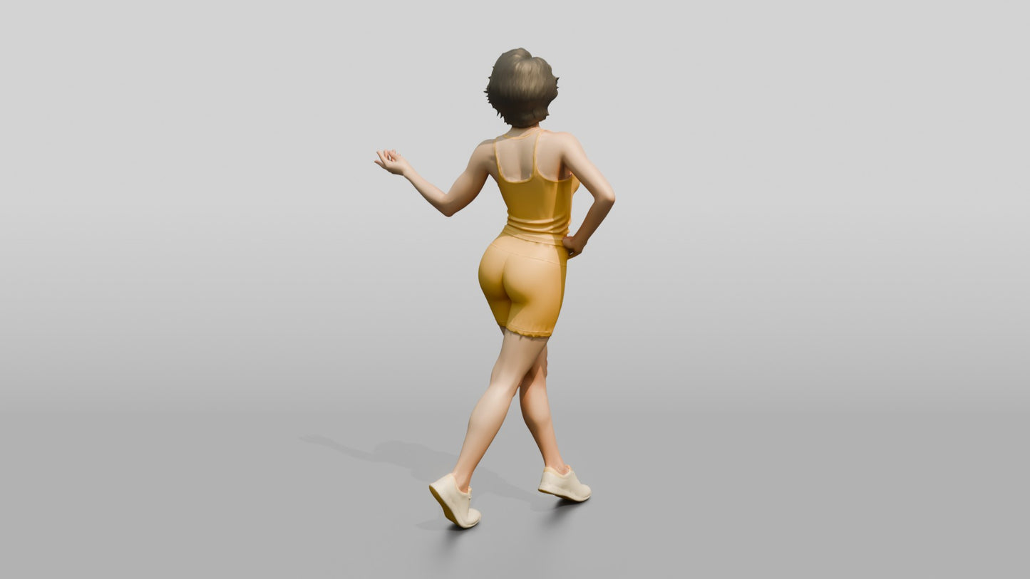 Woman in Yellow Activewear in a Playful Pose