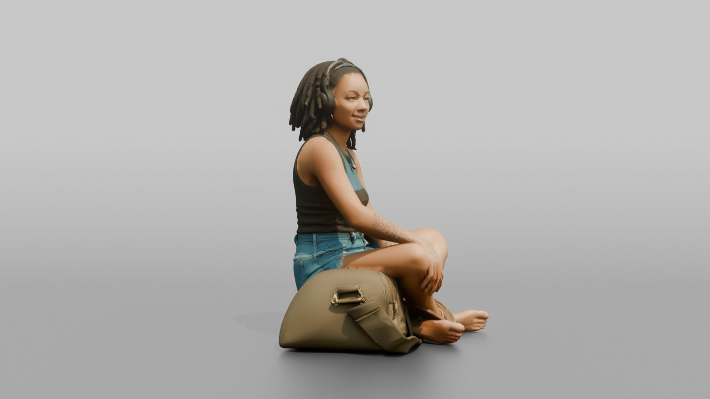 Vacationer Wearing Denim Shorts And Tank Top