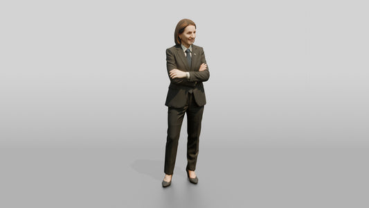 Confident Businesswoman with Arms Crossed - 3D character model, view 1