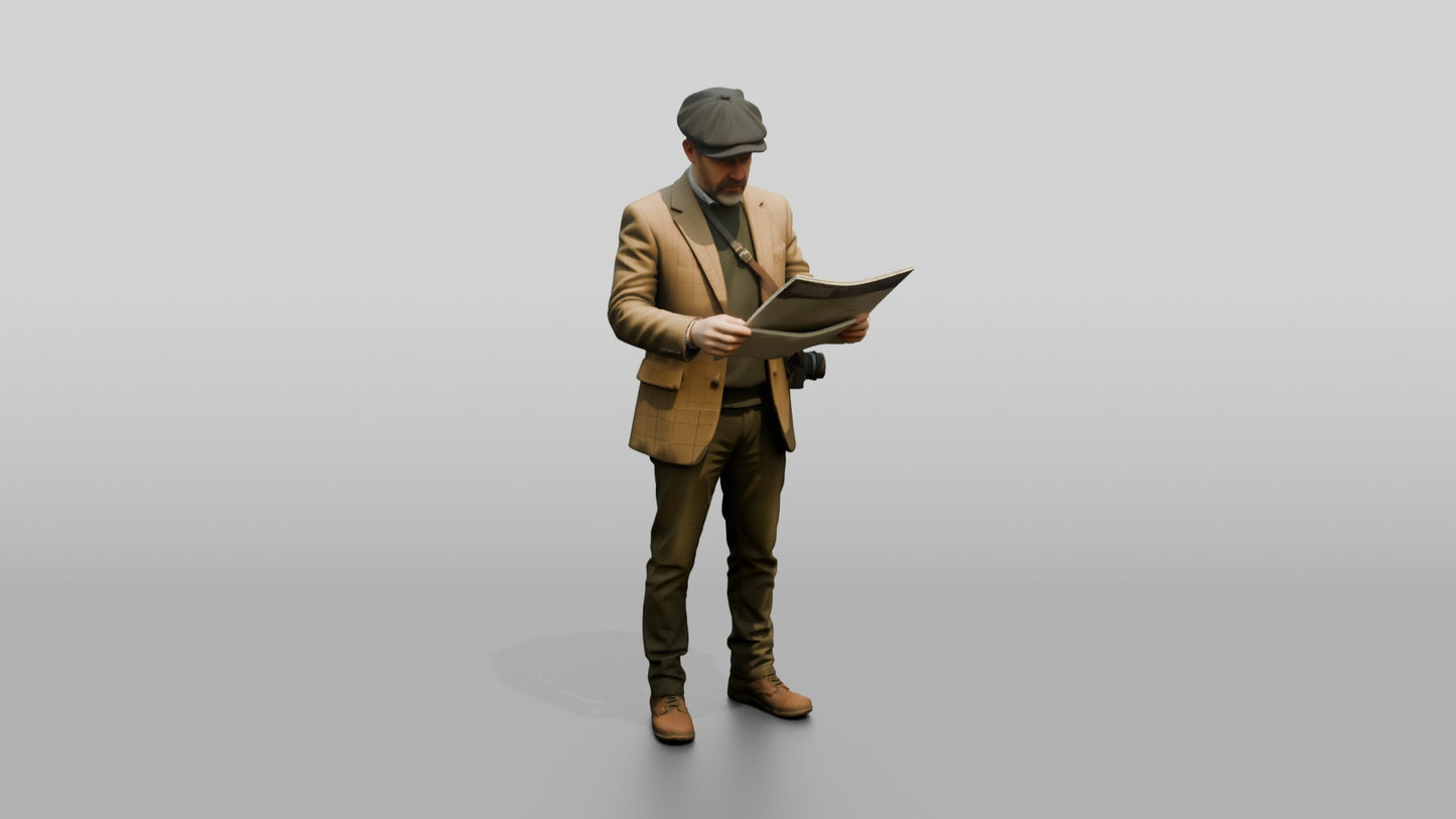 Man in Tweed Jacket with Camera