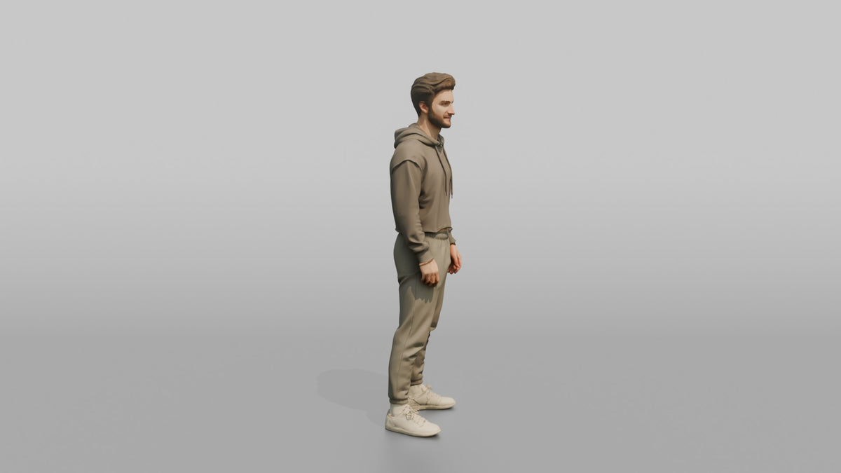 Fitness Influencer Man Standing With Arms Relaxed, Subtle Smile - 3D character model, view 2