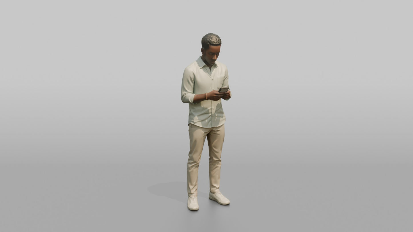 Vacationer Wearing Pastel Linen Shirt And Chinos