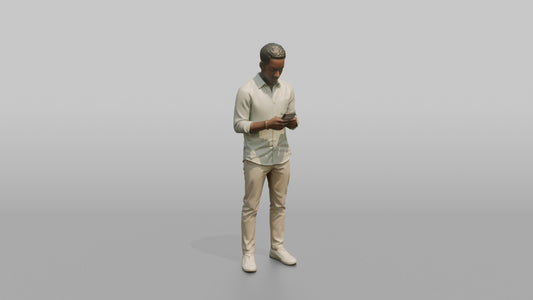Vacationer Wearing Pastel Linen Shirt And Chinos - 3D character model, view 1
