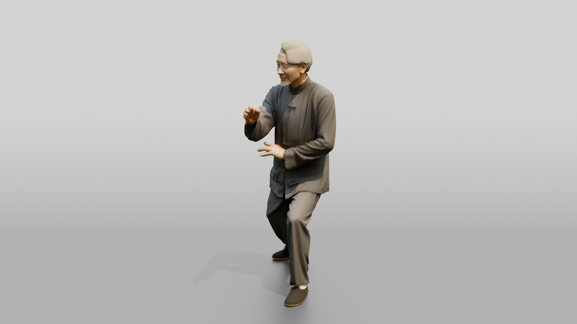 Elderly Chinese Man Practicing Tai Chi