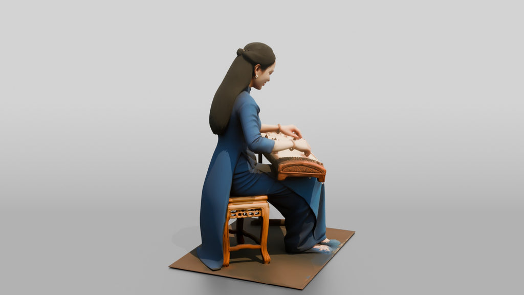 Zither Player Plucking Dan Tranh