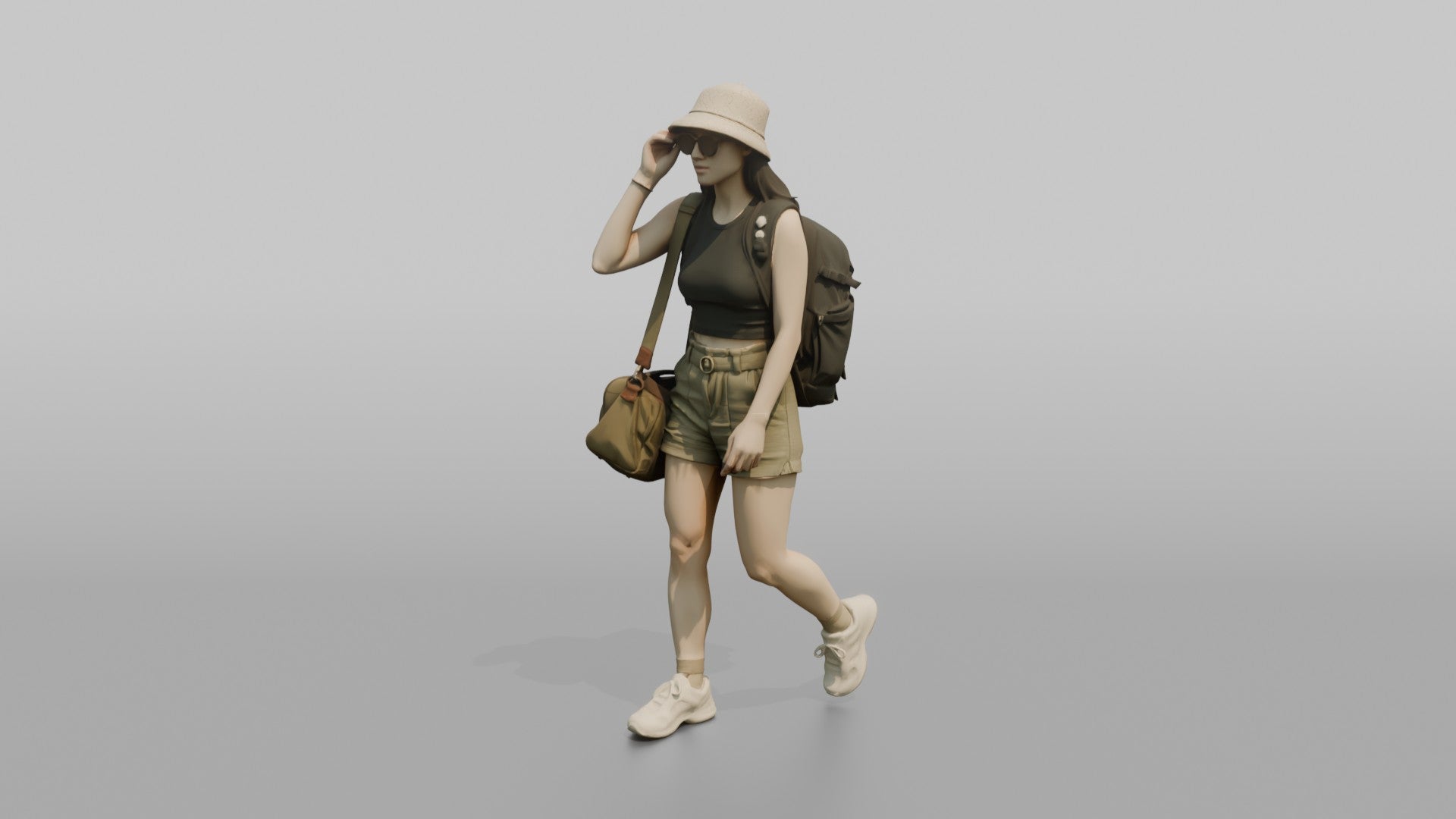 Traveler Putting On Sunglasses In Terminal