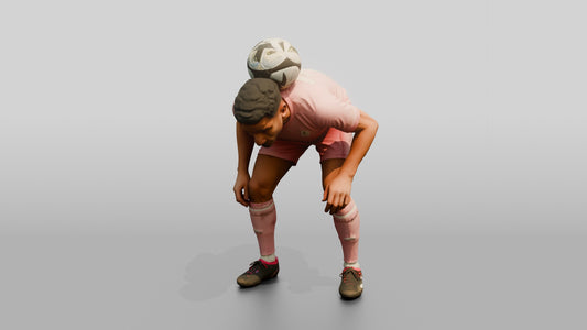 Soccer Player Balancing Ball on Neck - 3D character model, view 1