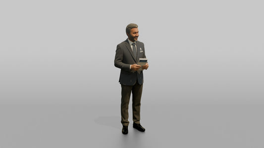Receptionist Man Holding A Folded Hotel Map - 3D character model