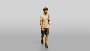 Slender Greek Young Man Carrying a Backpack - 3D character model, view 1