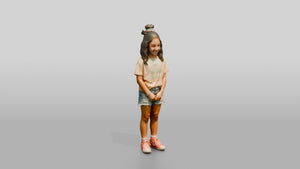 Latina Girl in Vintage T-Shirt - 3D character model, view 1