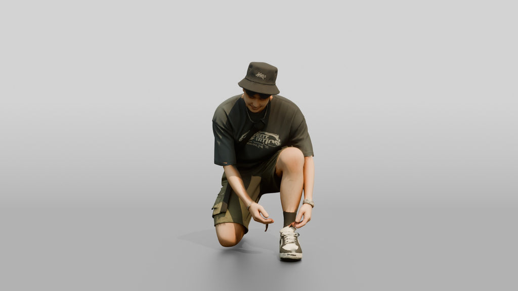 Streetwear Man Tying His Shoelace