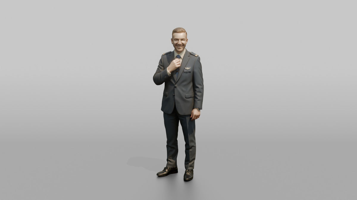 Middle Eastern Flight Attendant Presenting a Menu Card - 3D character model, view 5