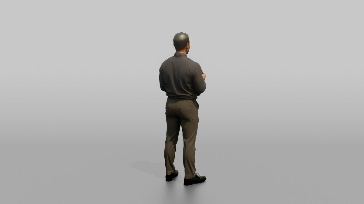 Server Man Presenting A Wine Bottle For Inspection - 3D character model, view 3