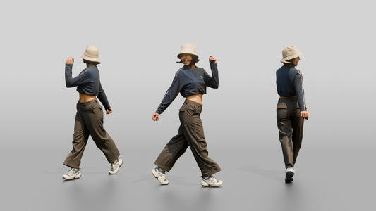 Woman Mid-Spin Glancing Over Shoulder - 3D character model
