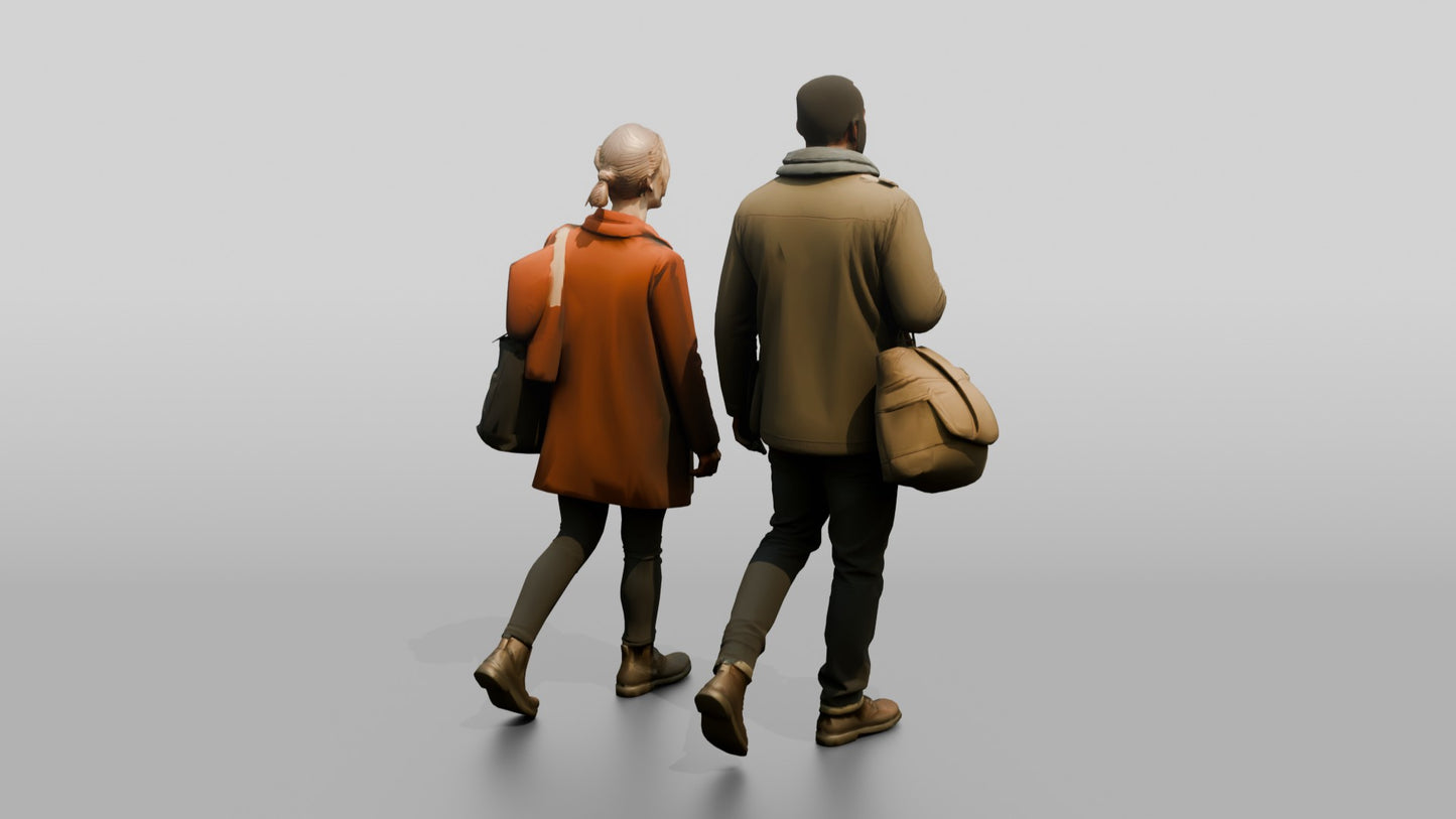 African-European Couple Walking