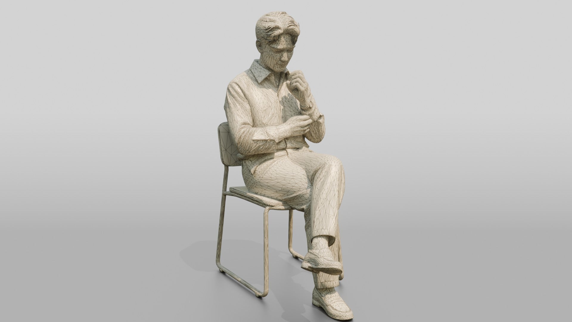 Businessman Sitting in Light Blue Shirt