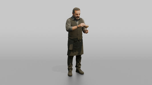 Bartender Man Garnishing A Cocktail With A Lime Wedge - 3D character model