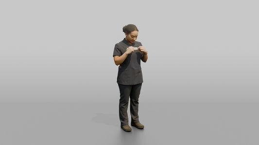 Spa Receptionist Man Adjusting A Name Badge On A Spa Uniform - 3D character model