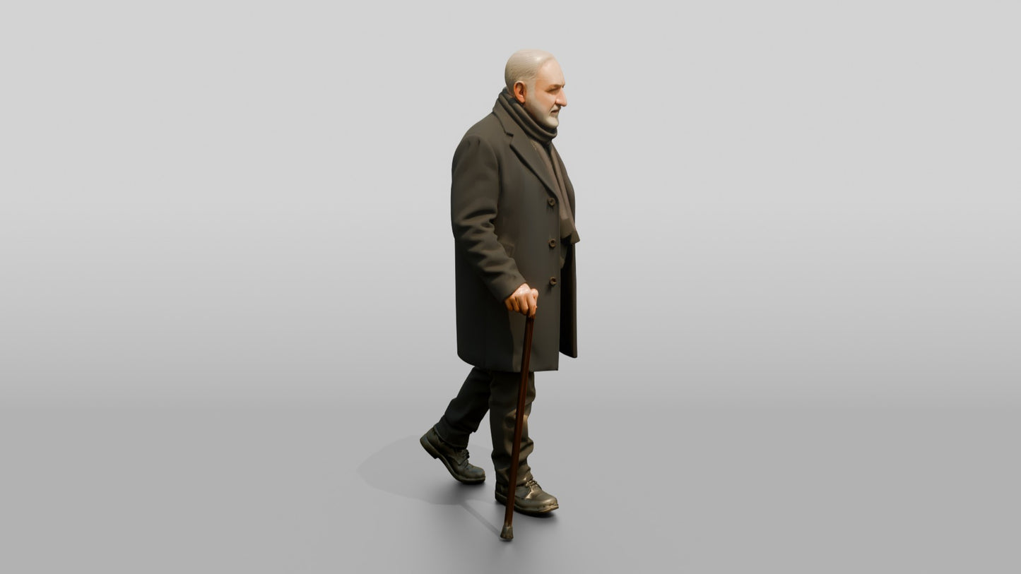 Elderly Middle Eastern Man in Wool Coat