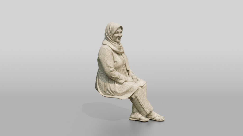 Plus-Size Middle-Aged Persian Woman in Floral Hijab