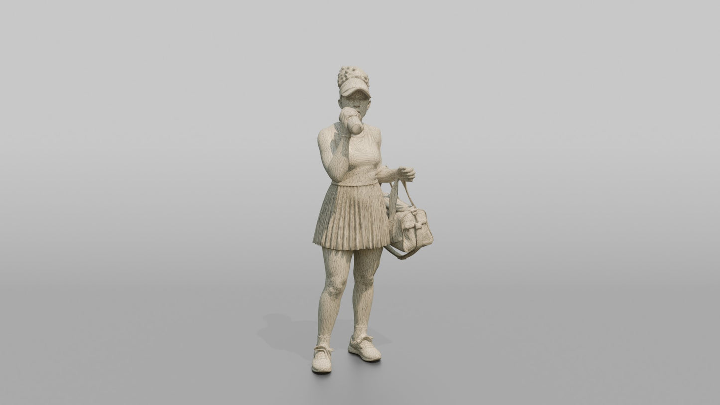 Vacationer Wearing Athletic Tennis Dress And Visor