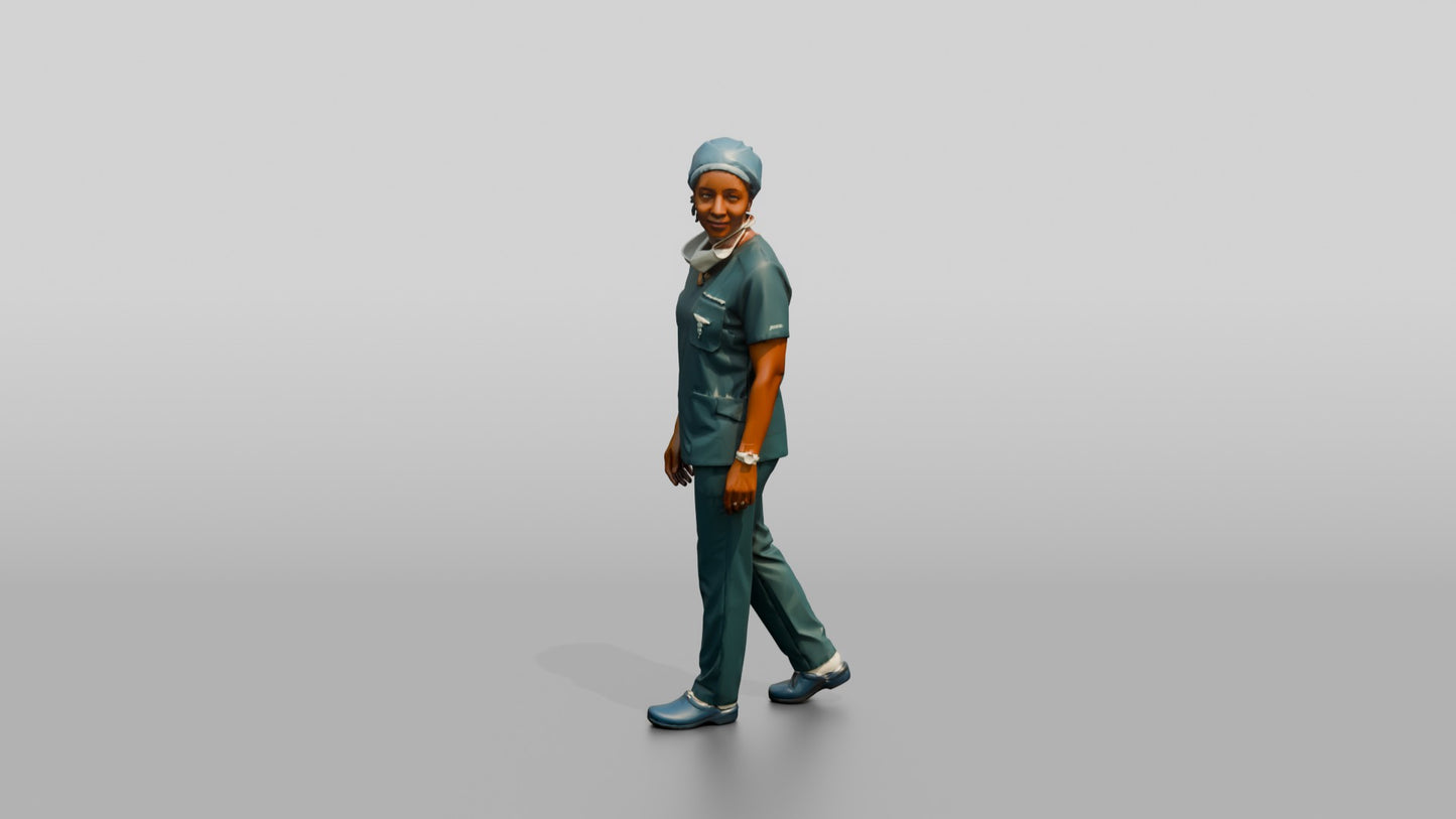 Middle-Aged Black Woman Doctor Looking Back