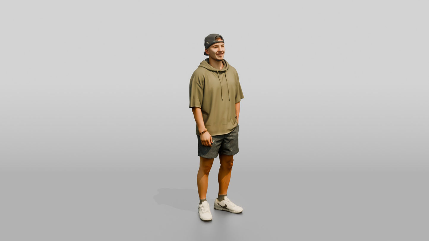 Latino Man Relaxed Pose in Terry Cloth Hoodie